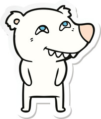 sticker of a cartoon polar bear showing teeth