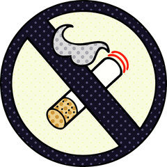 comic book style cartoon no smoking allowed sign