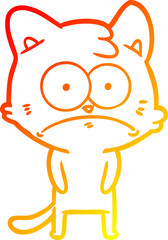 warm gradient line drawing cartoon nervous cat