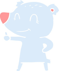 flat color style cartoon bear giving thumbs up sign