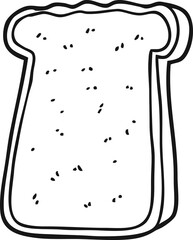 black and white cartoon slice of toast