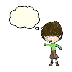 cartoon woman stressing out with thought bubble