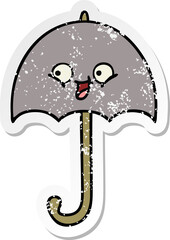 distressed sticker of a cute cartoon umbrella