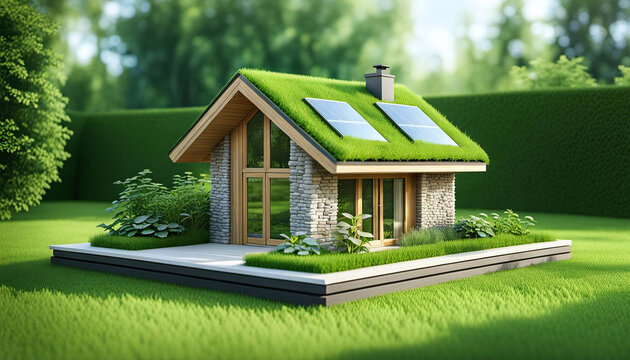 Maison moderne écologique, concept d'énergie verte et d'énergie renouvelable - IA générative