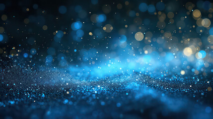 Fototapeta na wymiar blue luxury glitter and bokeh particles, blue bokeh background, holiday festival background