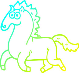 Fototapeta premium cold gradient line drawing cartoon running horse