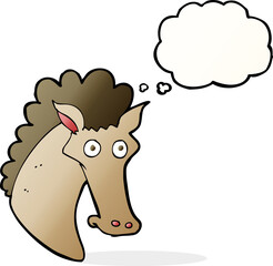 cartoon horse head with thought bubble © lineartestpilot