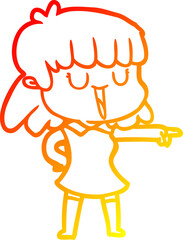 warm gradient line drawing cartoon woman