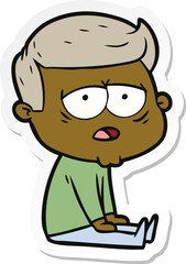 sticker of a cartoon tired man