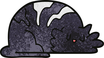 cartoon doodle sleepy cat