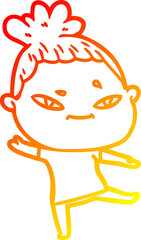 warm gradient line drawing cartoon woman