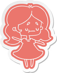 Fototapeta premium cartoon sticker of a cute kawaii girl