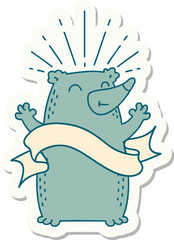 sticker of tattoo style happy bear