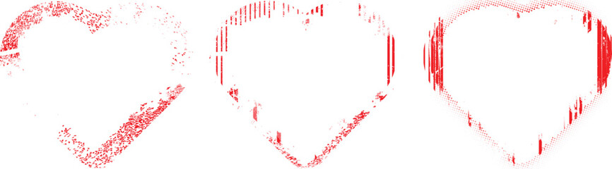 Glitch distorted heart shape . Minimal art design . Noise destroyed heart logo . Trendy defect error shapes . Glitched frame .Broken effect . Grunge texture . Distress effect .vector