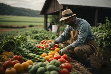  Anonymous chef harvesting fresh vegetables on a farm © Hanna Ohnivenko