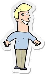 sticker of a cartoon grinning man