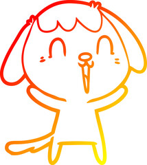 warm gradient line drawing cute cartoon dog