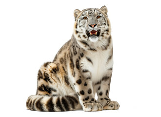 Snow leopard (Panthera uncia) isolated on white transparent background, png