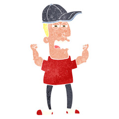 retro cartoon stressed man