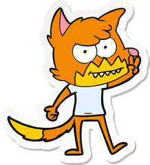 sticker of a cartoon grinning fox