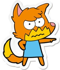 sticker of a cartoon annoyed fox