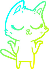 cold gradient line drawing calm cartoon cat