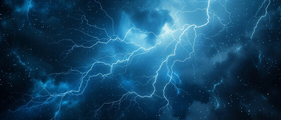 Electrifying display of branching lightning, a powerful showcase of nature's energy - obrazy, fototapety, plakaty