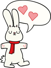 cartoon rabbit in love and speech bubble