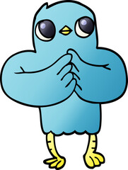 vector gradient illustration cartoon bird with plan