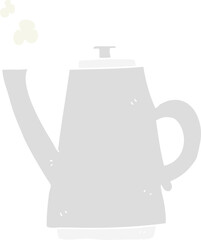 flat color illustration of a cartoon coffee kettle
