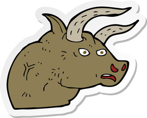 sticker of a cartoon angry bull head