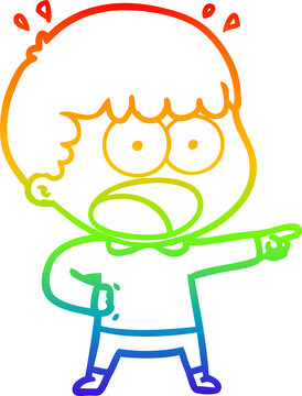 recommend clip art: rainbow gradient line drawing cartoon shocked man pointing