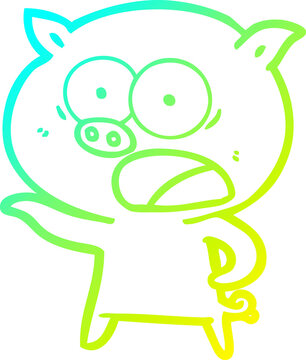 recommend clip art: cold gradient line drawing cartoon pig shouting