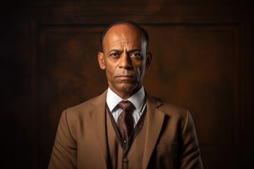 Fototapeta premium solemn middle aged South Asian man in professional attire, with a focused expression