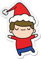 christmas sticker cartoon of kawaii boy