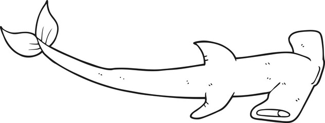 black and white cartoon hammerhead shark
