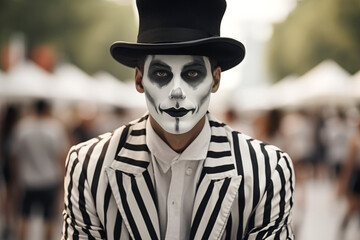 Mime Artist in a Black and White Outfit