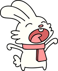 rabbit with scarf yawning