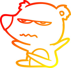 warm gradient line drawing angry bear cartoon