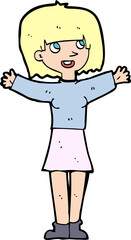 cartoon excited woman