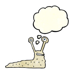 cartoon slug with thought bubble