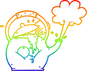 rainbow gradient line drawing cartoon boiling kettle