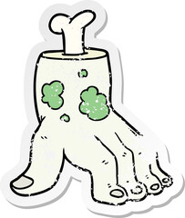 distressed sticker of a spooky zombie hand cartoon