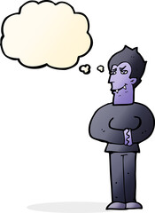 cartoon vampire with thought bubble