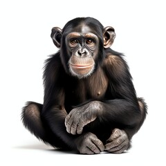 a chimpanzees, studio light , isolated on white background