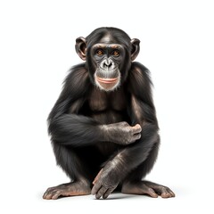a chimpanzees, studio light , isolated on white background