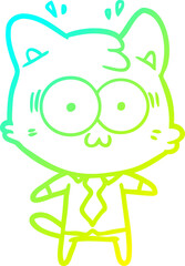 cold gradient line drawing cartoon surprised cat