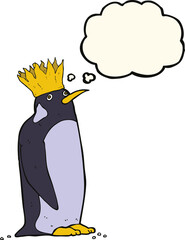 cartoon emperor penguin with thought bubble