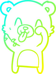 cold gradient line drawing rude cartoon polar bear sticking out tongue