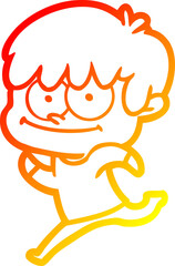 warm gradient line drawing happy cartoon man